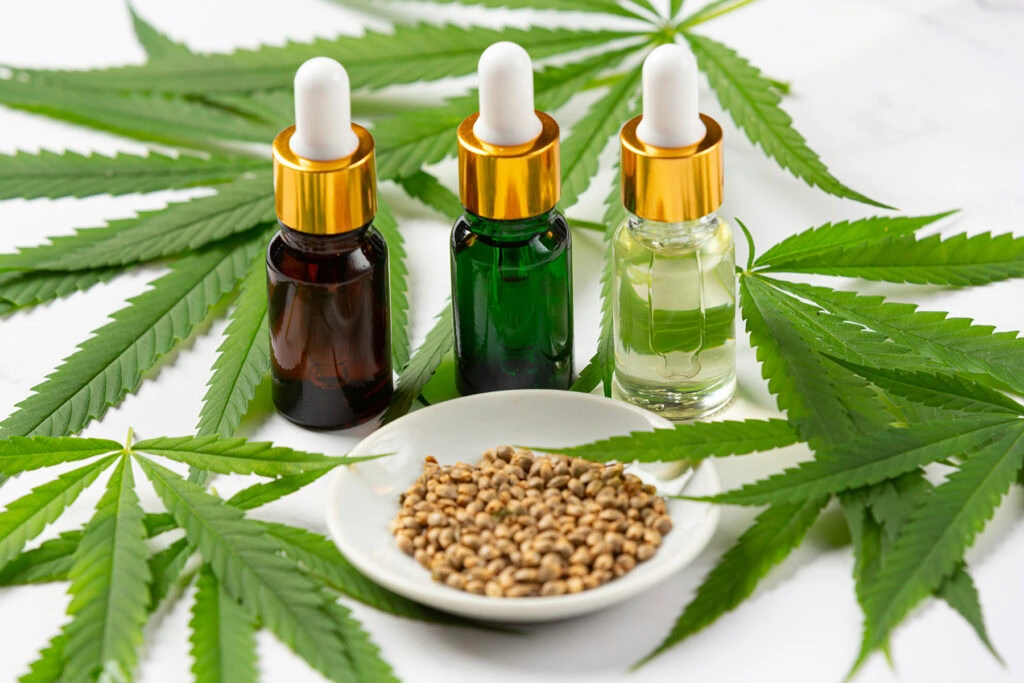 Hemp oil from hemp seeds and leaves Medical marijuana 